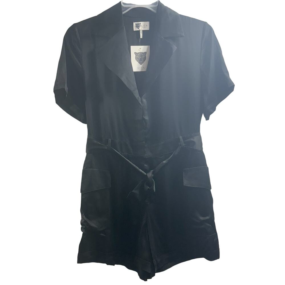 Lita by Ciara NWT Utility Belted Romper in Black Size Small MSRP $348